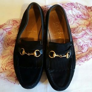 GUCCI Vintage Black Suede Loafers